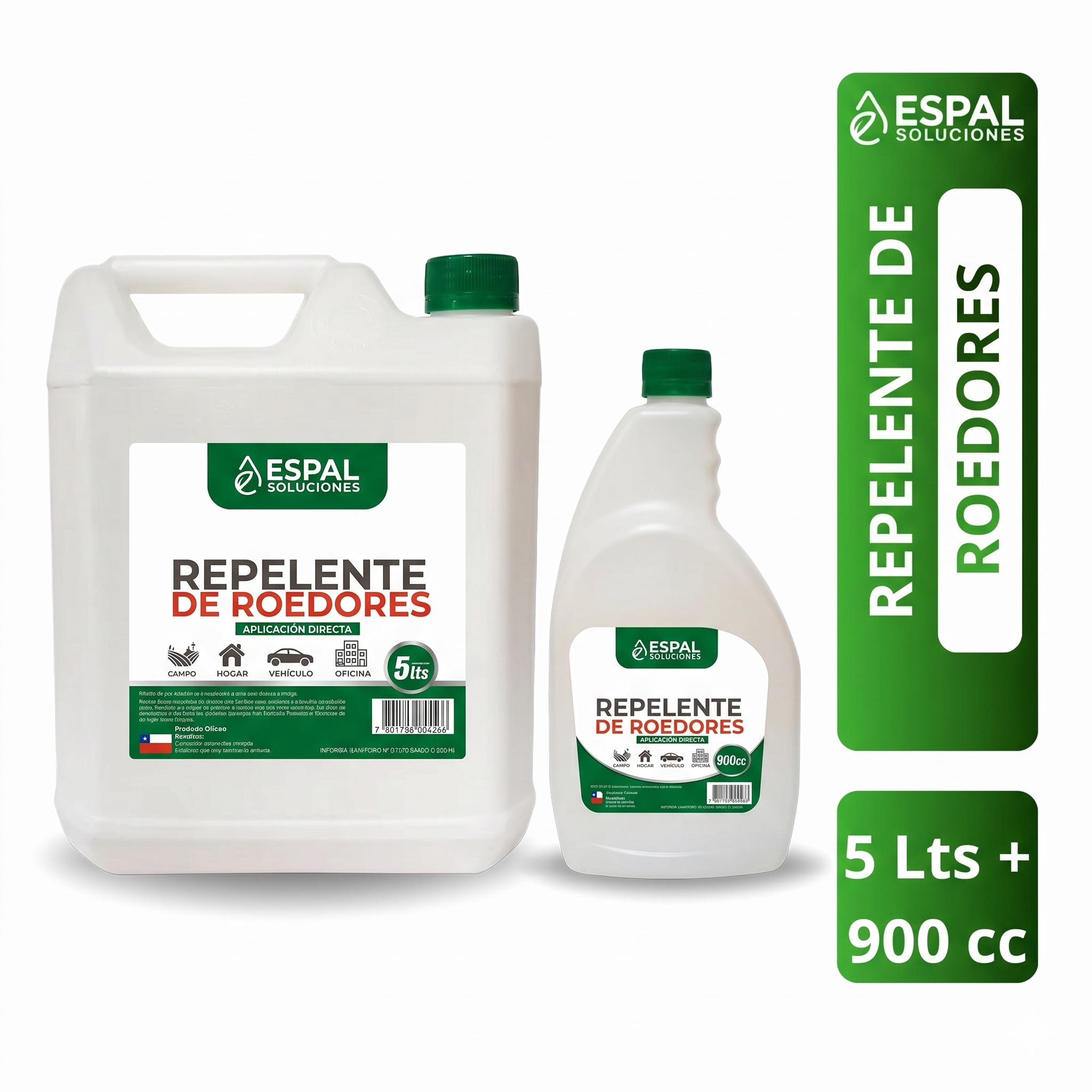  Pack Repelente De Roedores 5 Litros + Gatillo de 900 CC