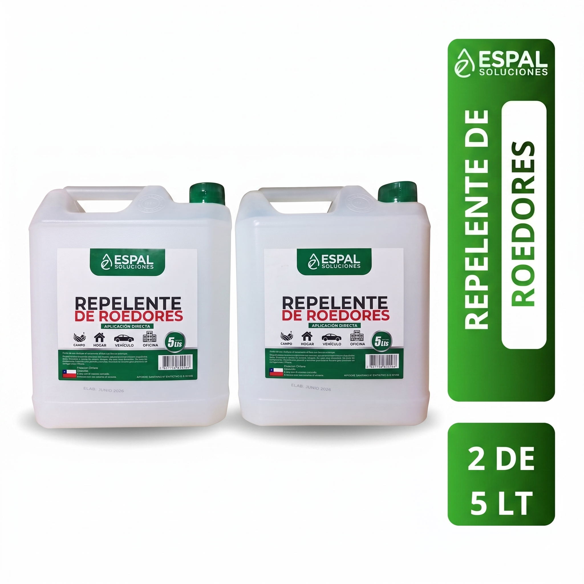  Bipack Repelente De Roedores 2 Bidones de 5 Litros